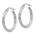 thumbnail image 2 of FB Jewels Leslie's 10k 3x20 White Gold Diamond-cut Round Hoop Earrings, 2 of 3