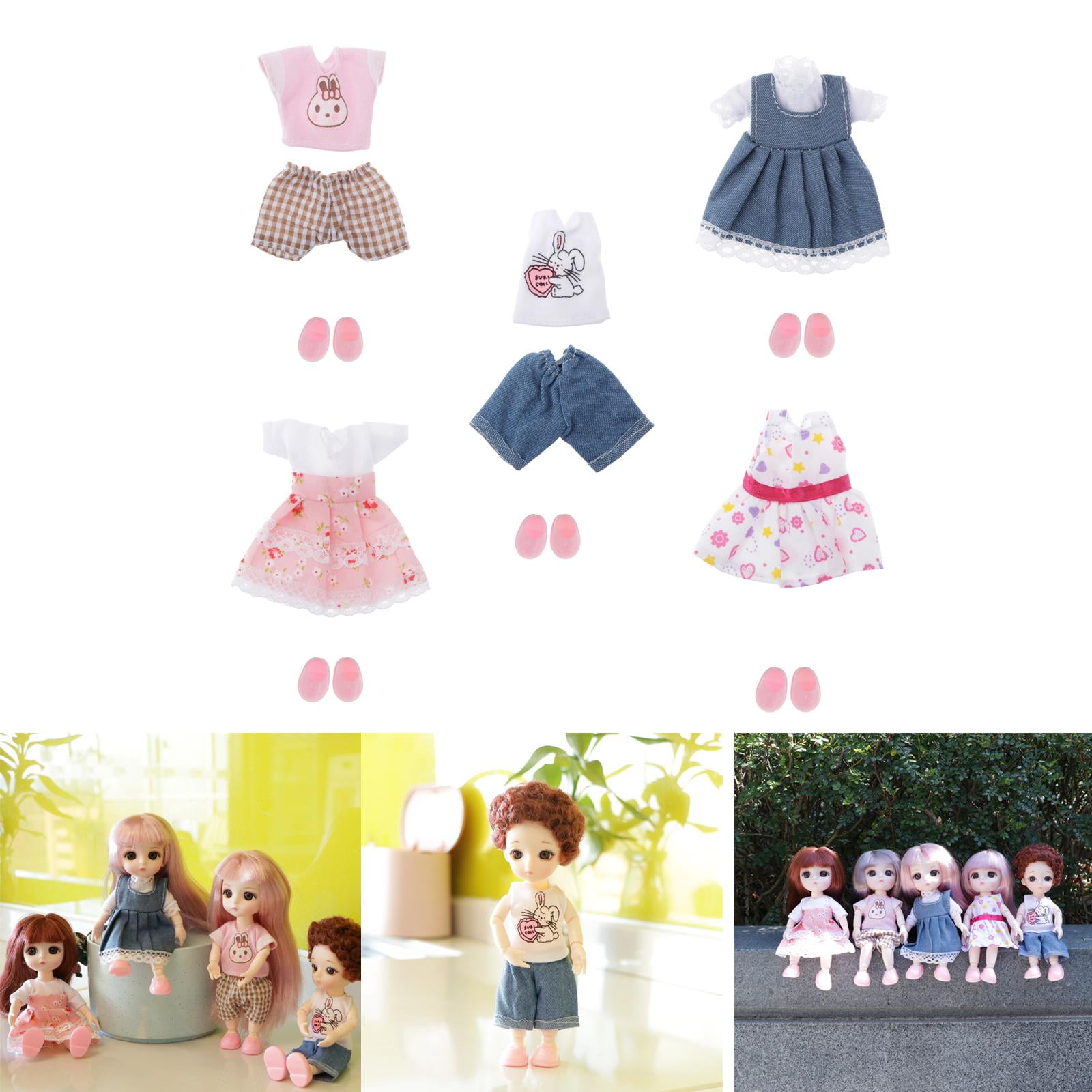 16 Pcs Doll Clothes and Accessories for Doll, 11.5 Inch Doll Outfit  Collection Including 3 Short Skirts 2 Sequin Skirts 2 Sets 3 Tops 3 Pants 3  Floral
