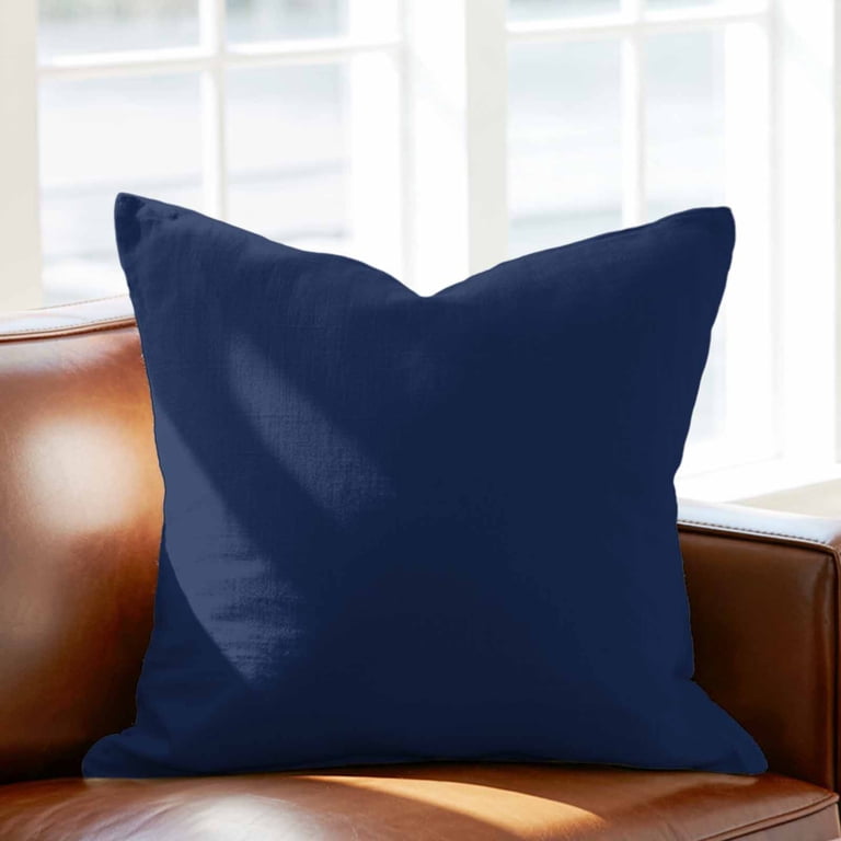 クッションカバー Cushion Cover navy line Throw Pillow Covers 16 x 16 Inch, Navy Blue Cotton Linen Pillows