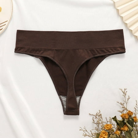 

Cathalem Satin Underwear for Women Seamless Thongs For Women Panties Stretch Breathable Thong No Boundaries Cotton Thong Underpants Coffee Small