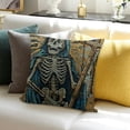 thumbnail image 3 of SHANXI Skull Torch Pattern Blue Orange Velvet Comfortable Ornaments Soft Patio Room Playroom Square Cushion Covers 24x24in, 3 of 5