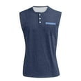 thumbnail image 4 of BRDFRL Sleeveless Shirts for Men Vintage Button Down Henley Muscle Fit Gym Workout Tops Navy 2XL, 4 of 5