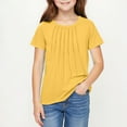 thumbnail image 6 of UQJfacai Girls Pleated T Shirts Kids Summer Casual Short Sleeve Tunic Tops Fashion Loose Fit Crewneck Basic Tees 5-14 Years, 6 of 9
