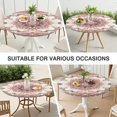 thumbnail image 7 of Stretch Fit Round Tablecloth in Boho Floral, 44 Inch Elastic Edge for 38-42 Inch Tables Spill Resistant, 7 of 7