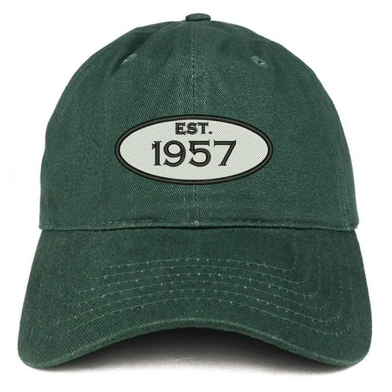 Trendy Apparel Shop Established 1957 Embroidered 61st Birthday Gift Soft Crown Cotton Cap