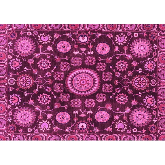 Ahgly Company Indoor Rectangle Oriental Pink Traditional Area Rugs, 2' x 5'