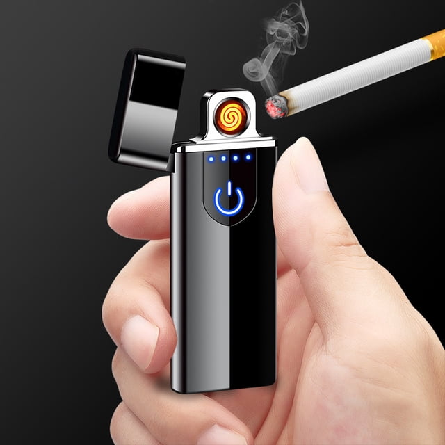 Encendedor electrónico, encendedor inteligente recargable por USB, mini encendedor eléctrico de encendido táctil a prueba de viento, encendedor de plasma con indicador de batería para hombres, re