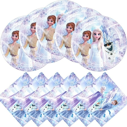 Birthday Party Supplies for White Frozen, Include 20 Plates and 20 Napkins, White Frozen Birthday Party Decorations
