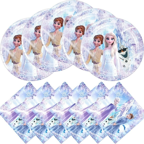 Birthday Party Supplies for White Frozen, Include 20 Plates and 20 Napkins, White Frozen Birthday Party Decorations