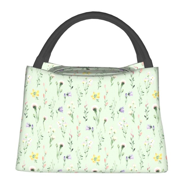 Vsdgher Wildflower Watercolor 5 Print Insulated Bags, Insulated Cooler Bag Totes for Hot or Cold Food Bring or Delivery