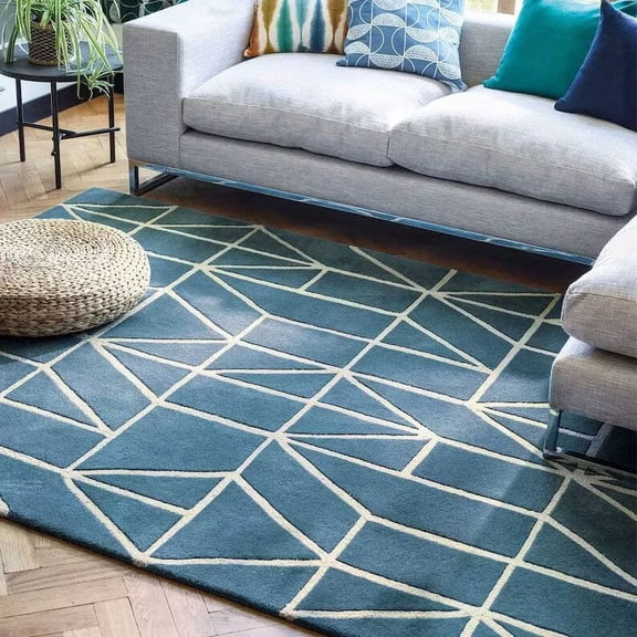 Elegant Rug Store Sky Blue Designer hand Tufted Woven Woollen Rug Over Sized Rug 8X10, 9X12, 10X14