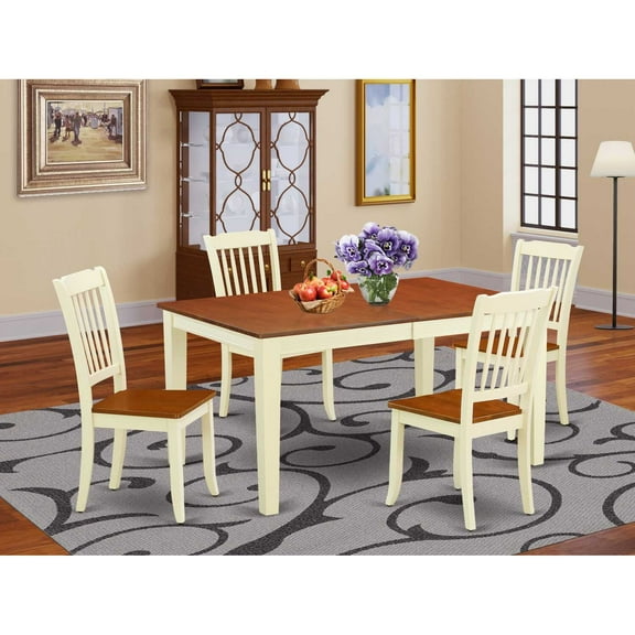East West Furniture Dining Room Set Buttermilk & Cherry, NIDA5-BMK-W