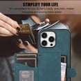 thumbnail image 3 of ELEHOLD for Apple iPhone 13, Wallet Case,Detachable Adjustable Shoulder Strap With Card Holder Shockproof Leather Kickstand Case, green, 3 of 7