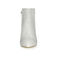 thumbnail image 6 of BLISSFUL STEP Women's Stiletto Heels Glitter Pointed Toe Ankle Boots Zipper Booties Silver 8, 6 of 7