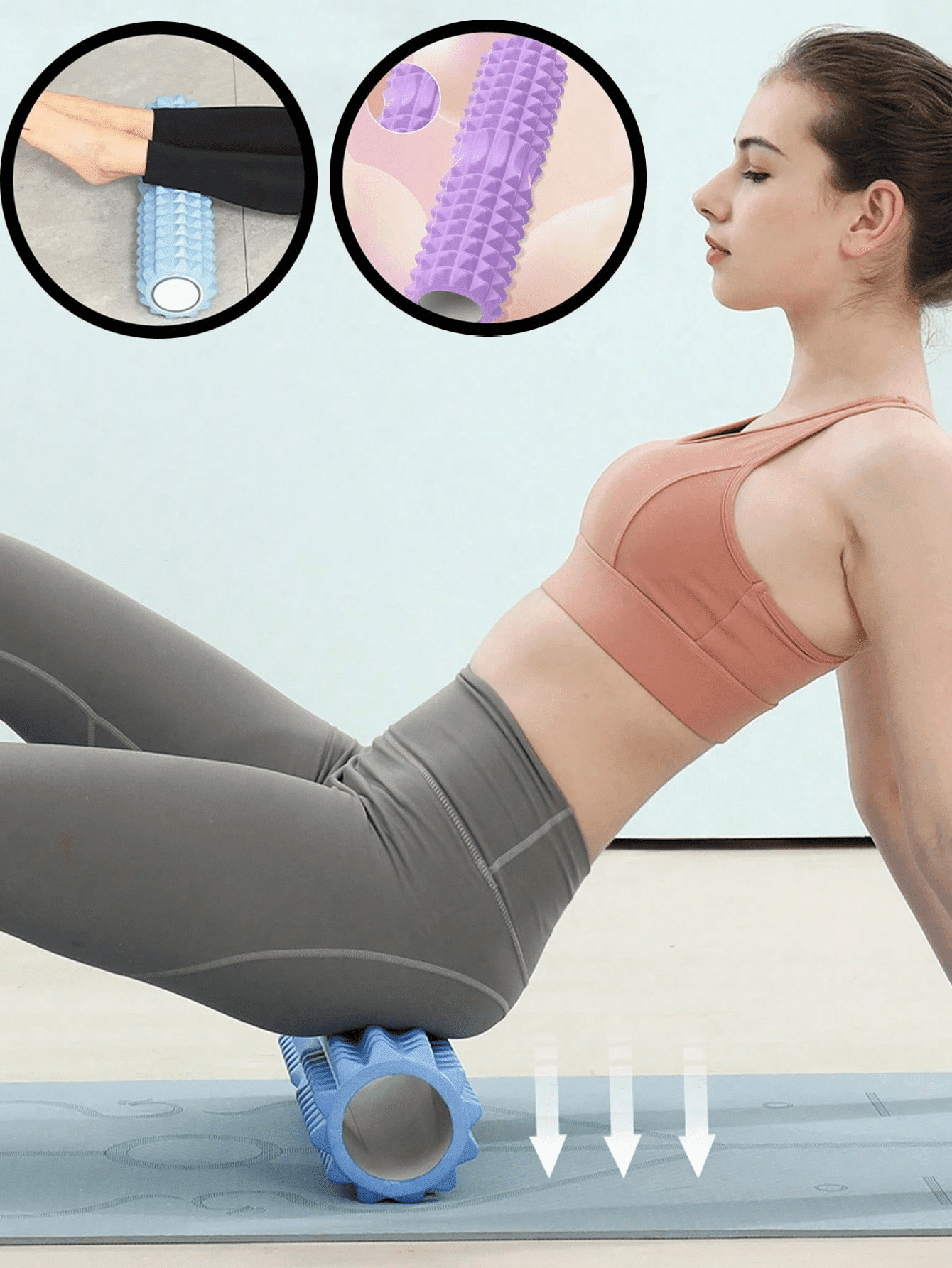 1pc Pink Foam Yoga Massage Roller, High Density Textured Muscle Roller for Deep Tissue Massage, Lightweight Fitness Accessory for Yoga, Pilates & Muscle Recovery