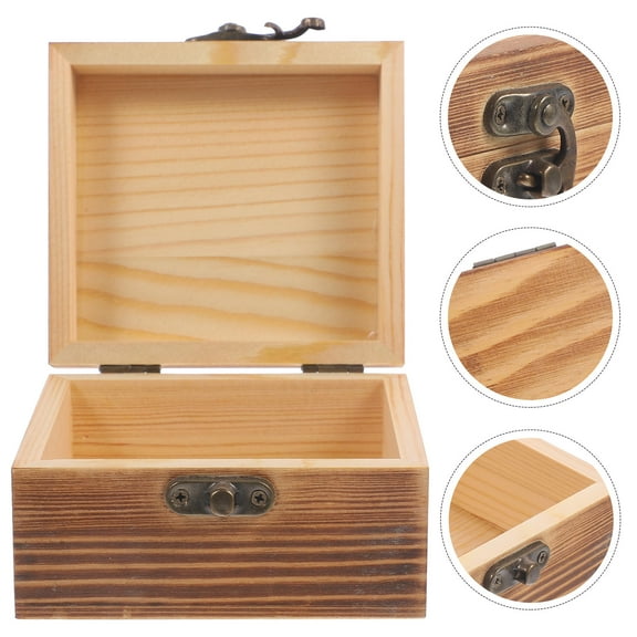 Tineasur Small Wood Storage Box Rustic Style Multipurpose Storage 1Pack