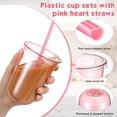 thumbnail image 4 of Vasos de plástico Ziliny de 16 onzas con pajitas rosas en forma de corazón, 50 juegos, 4 of 6