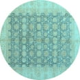 thumbnail image 1 of Ahgly Company Indoor Round Oriental Light Blue Modern Area Rugs, 3' Round, 1 of 4