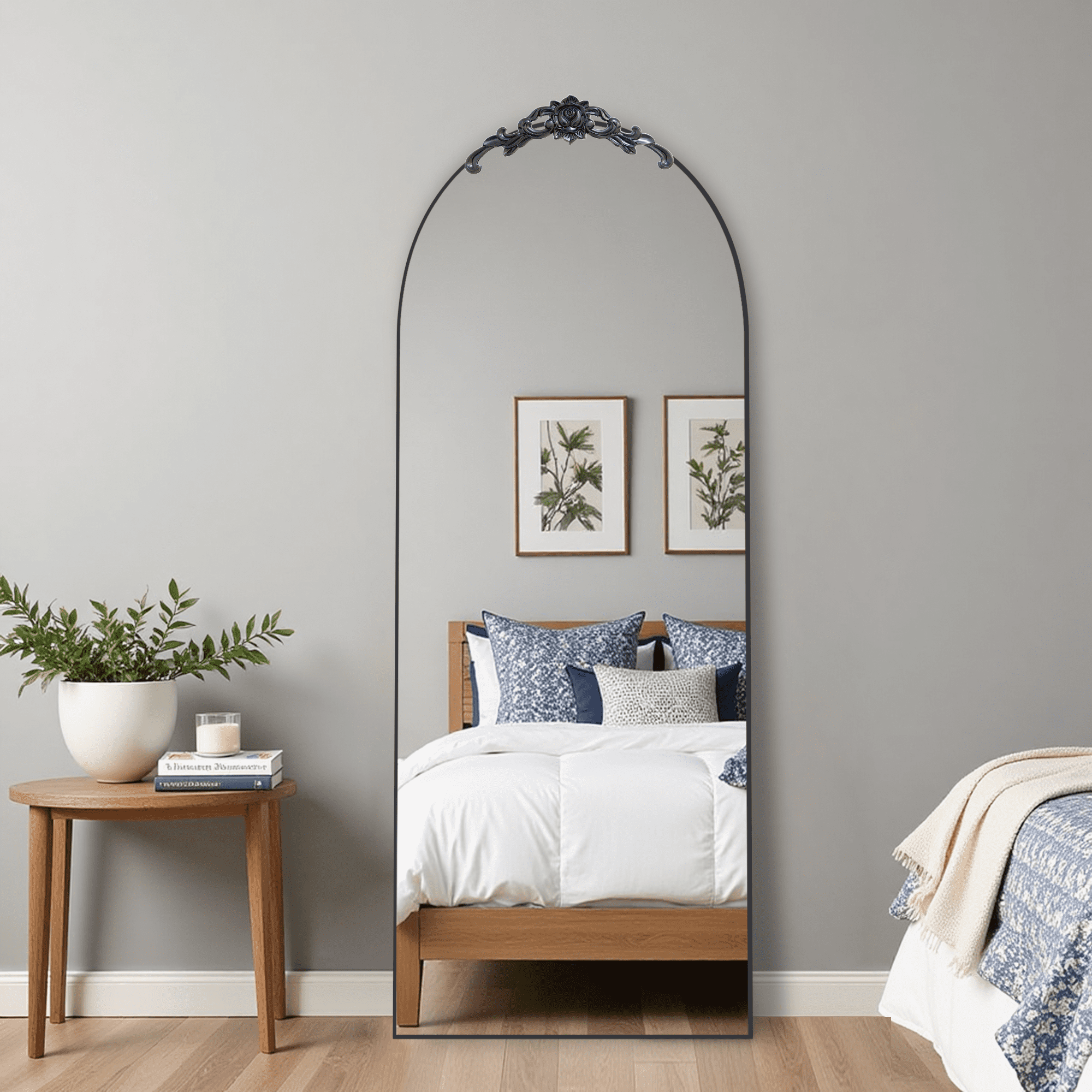 MAYEERTY MDF Mirror Accessories for Full Length Mirror, Resin Carved Accessories, Mirror Decoration,Black
