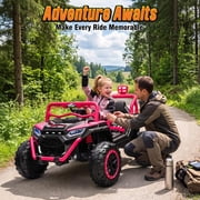 Joyracer 4WD 24 volt Ride On Toys, 800W Electric Cars for Kids with 2 Seater & Romote Control, Power Car Wheel w/ Spring Suspension, Bluetooth Music, Rose