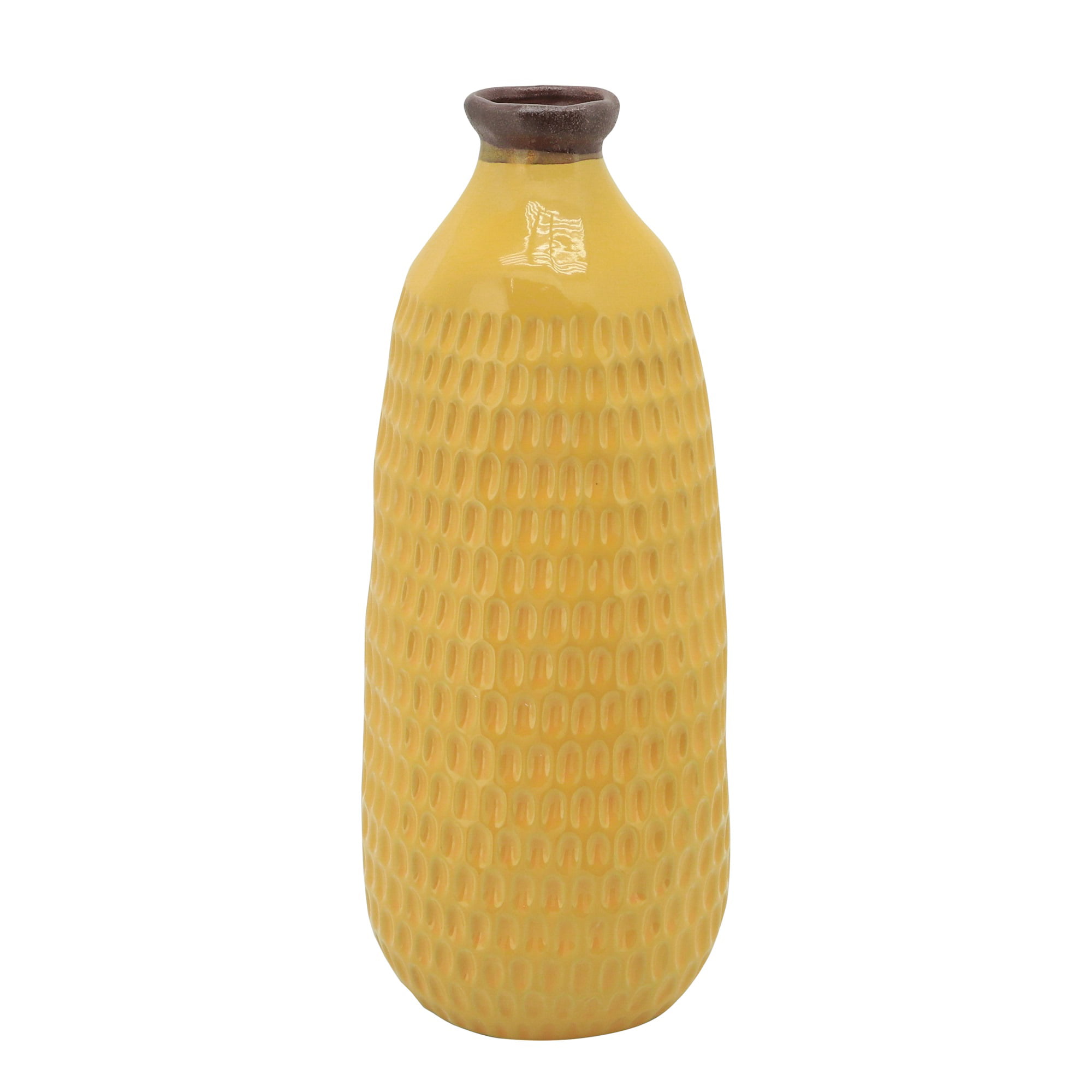 9 H Yellow Vases Sagebrook Home 9 Dimpled 