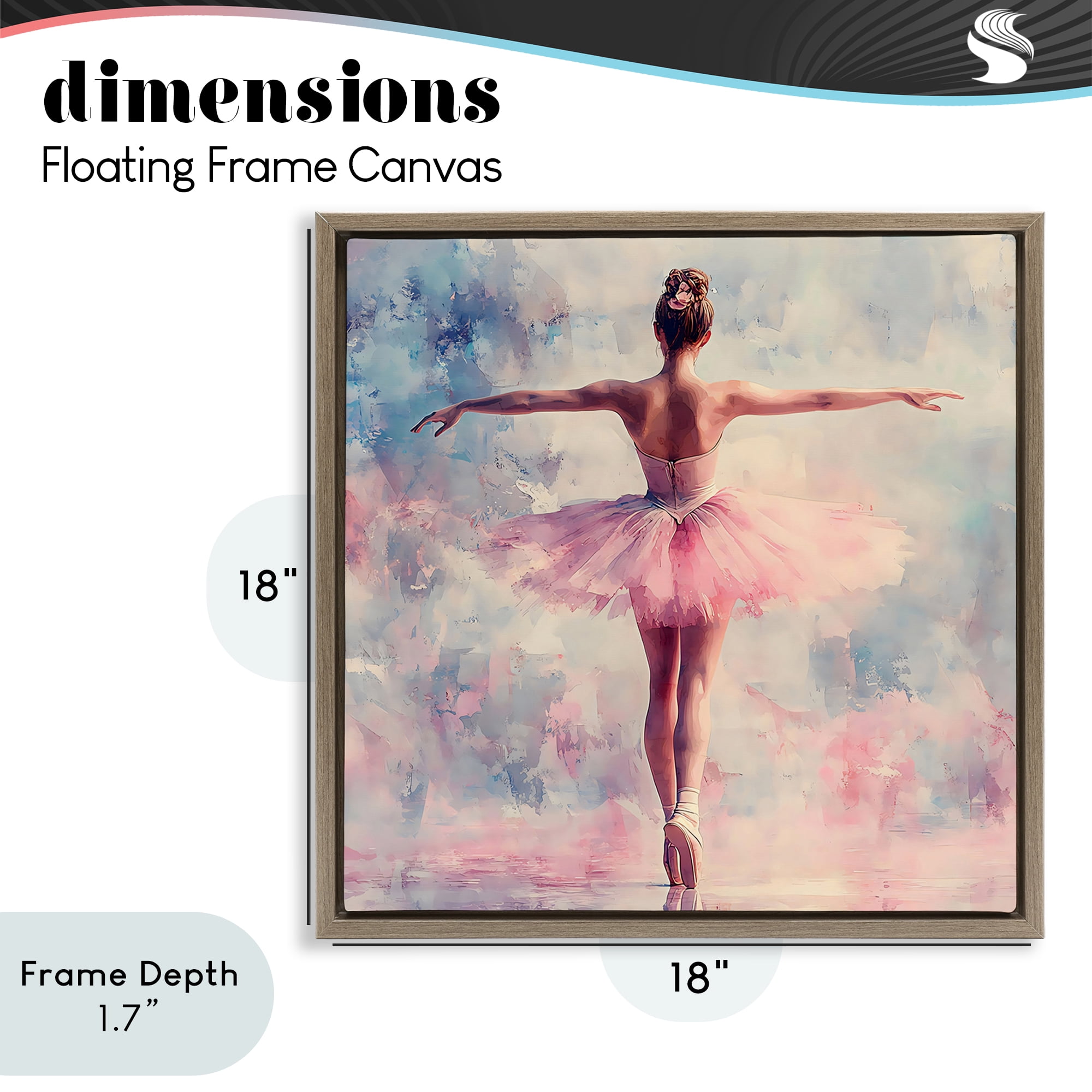 Stupell Industries Elegant Ballet Dancer in Motion Brown Framed Floater Canvas Wall Art, design by Creative Studio