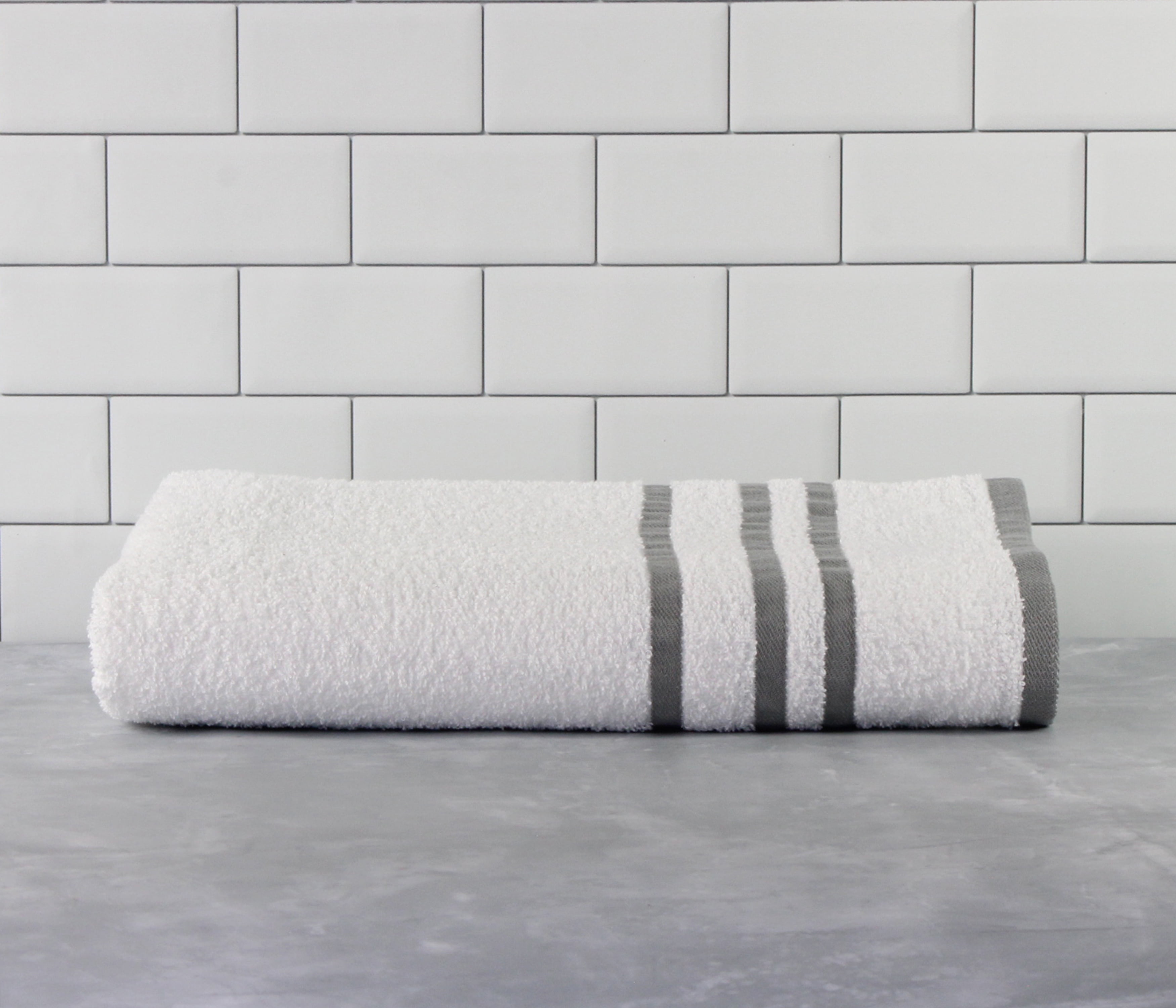grey and white towels