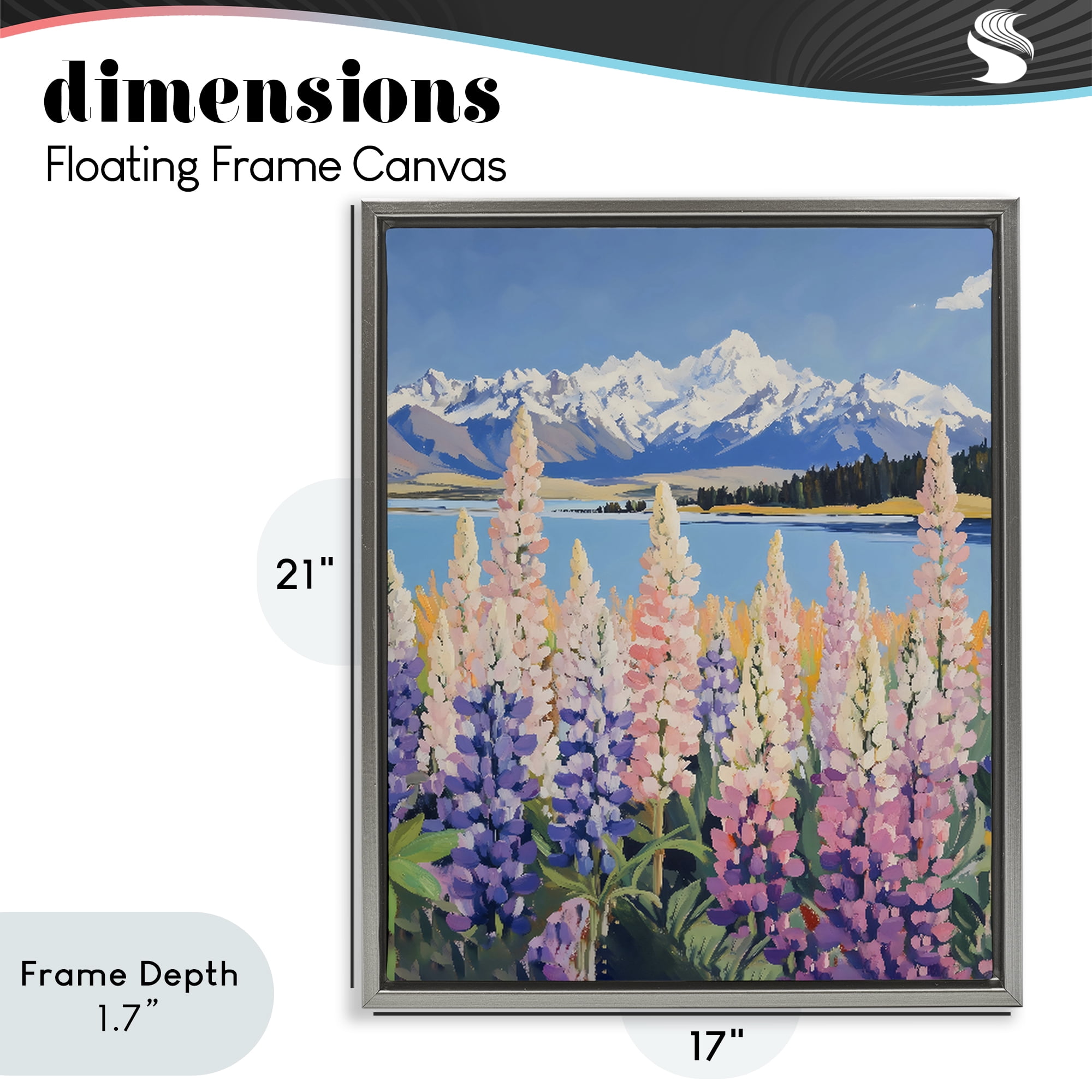Stupell Industries Mountains & Wildflowers by Lake Gray Framed Floater Canvas Wall Art, design by The Prints Vibe