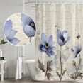 thumbnail image 4 of Purple Spring Floral Shower Curtain Set - 72" x 78" Washable Bathtub Curtain with 12 Hooks, Vintage Botanical Retro Art Waterproof Fabric Stall Shower Curtains for Bathroom/Bathtub Décor, 4 of 6