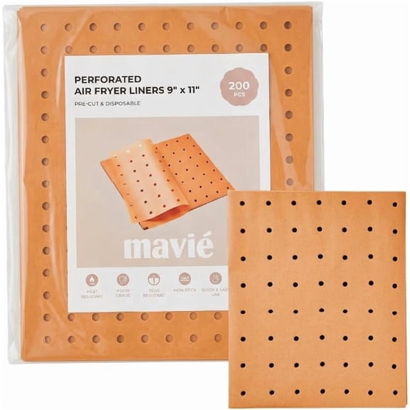 Mavie Air Fryer Parchment Liners, Perforated 9 x 11 Inch, 200 Count
