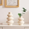 thumbnail image 4 of Ceramic Vases Set of 2, Modern Unique Matte Decorative Flower Vase for Home Centerpieces Living Decor, Off White Minimalist Nordic Boho Vase for Flower Bouquet, Pampas Grass, 4 of 8