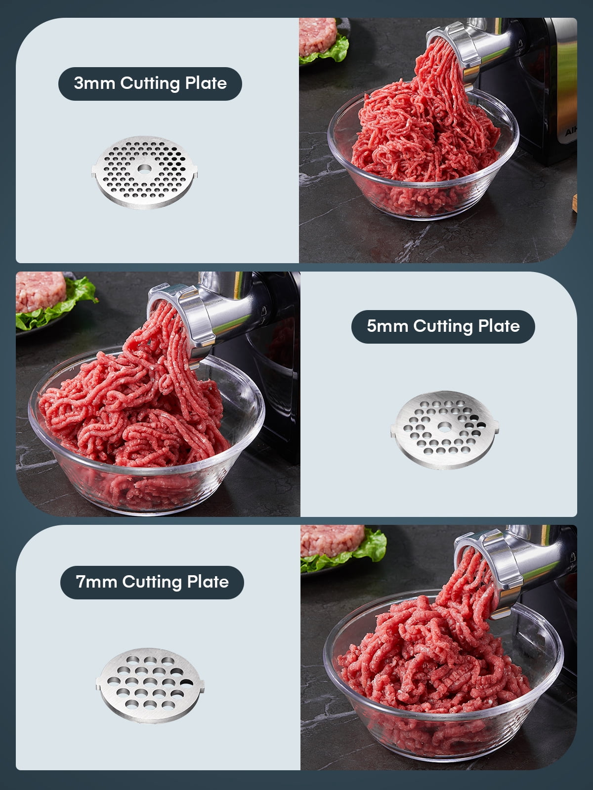 Sausage Stuffer and Meat Grinder Set, Stainless Steel, Includes 2 Blades, 3 Plates, and 3 Sausage Tubes