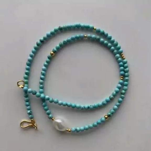 HOOUN Natural Turquoise Freshwater pearl Beads Necklace pendant Beaded Yoga Healing