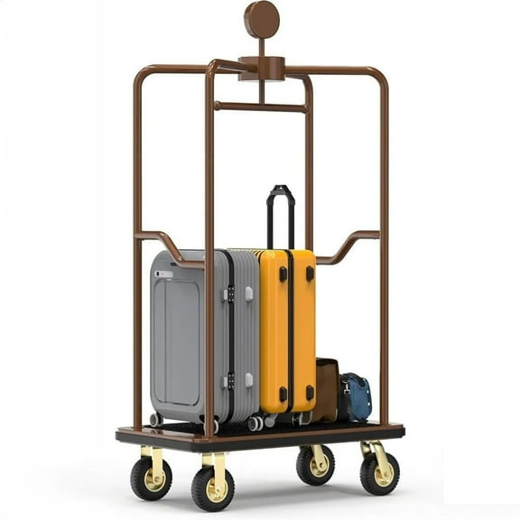 BERPET Bellman Cart 1500 lbs Capacity Hotel Luggage Trolley 47x25x77 inch Heavy Duty with Hanging Bar and Quiet Wheels