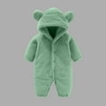 thumbnail image 2 of Fesfesfes Children's Solid Color Crawling Suit Boys Girls Thick and Warm Cute Ear Fleece Jumpsuit Long Sleeved Hooded Baby Hoodie(Green#2,0-3 Months), 2 of 6