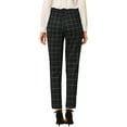 thumbnail image 4 of MODA NOVA Juniors Tartan Plaid Pants Elastic High Waist Straight Long Trousers, 4 of 6