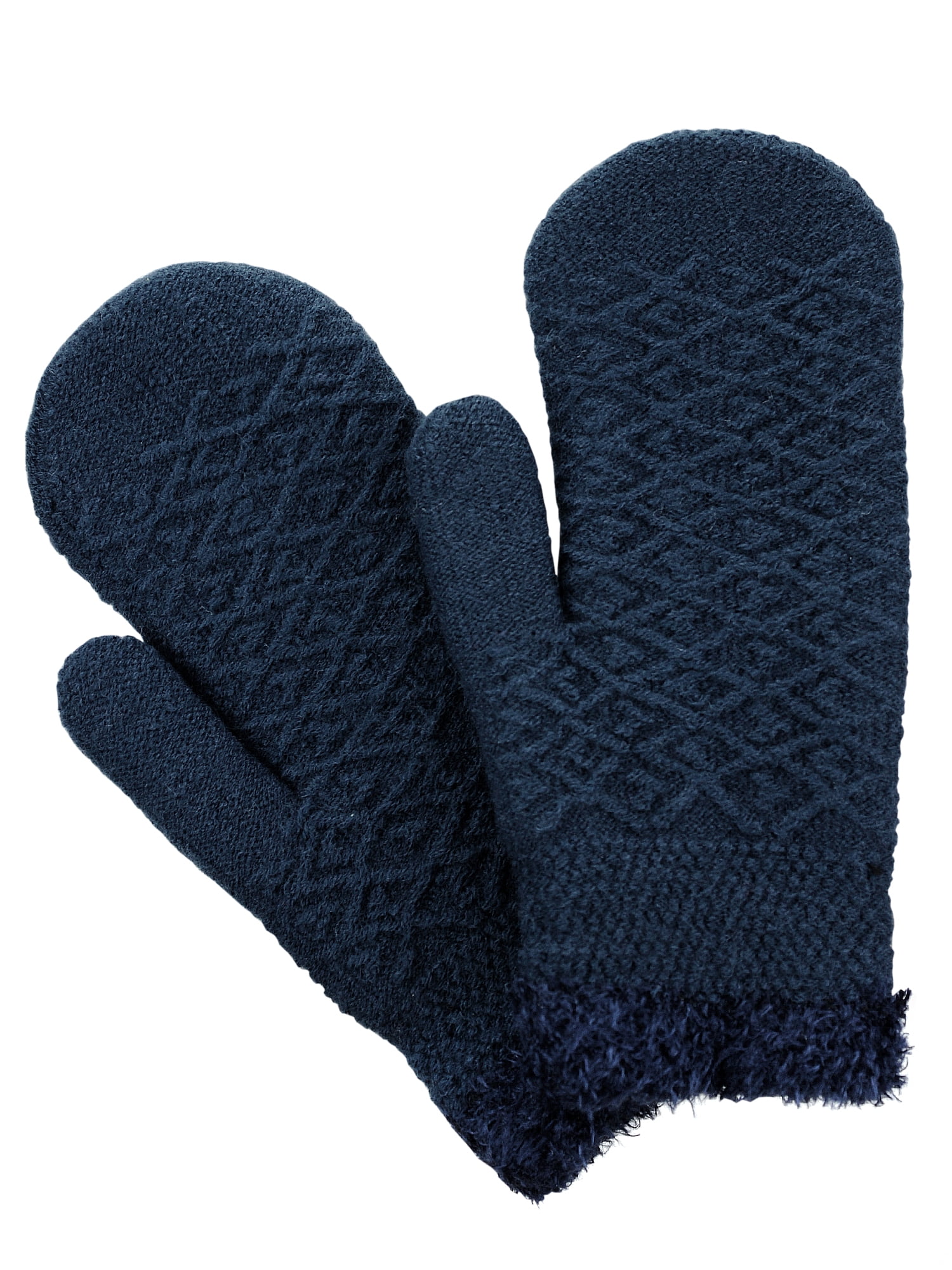 D&Y Womens Winter Warm Knit Plush Lined Stretchy Snug Fit Mittens