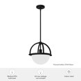 thumbnail image 7 of Hunter - Wedgefield 1-light Matte Black, Medium Size Pendant Light, Dimmable, Formal Style, Sphere Shaped, for Bedrooms, Dining, Living Rooms - 48054, 7 of 7
