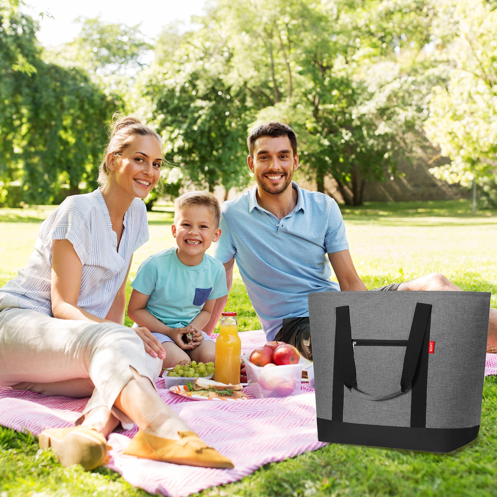 Youfenhome Insulated Cooler Bag Heavy Duty Collapsible Tote Soft Cooler Leakproof, Thermal Insulated Portable Grocery Bag, Travel Insulated Bag, Beach Cooler Bags (Grey)