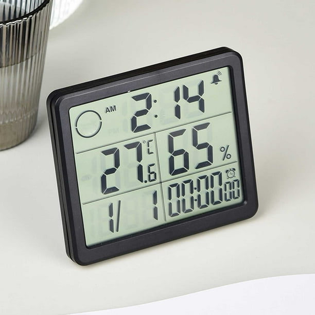 Termómetro higrómetro digital para interiores | Monitor de temperatura y humedad ambiente con registros de temperatura alta y baja | Para sobremesa o refrigerador | Para el hogar, la oficina y el