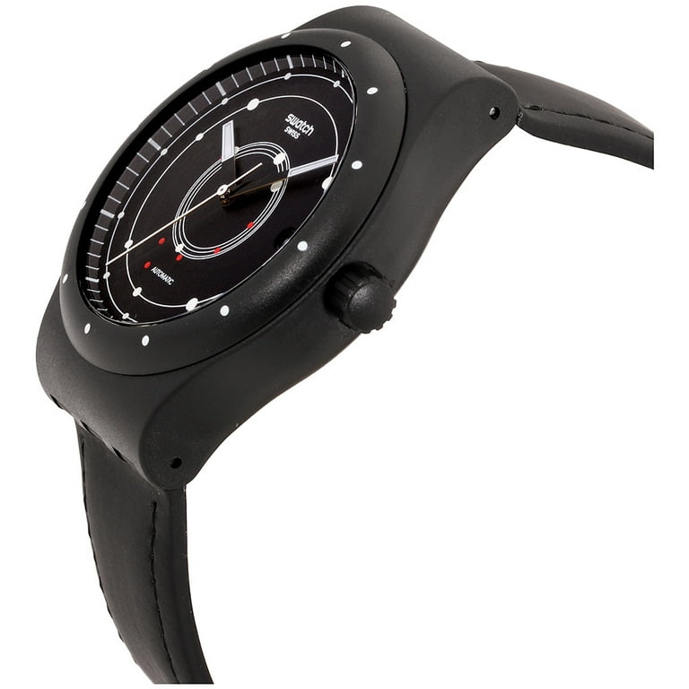 Swatch Originals Sistem51 Black Dial Leather Strap Unisex Watch SUTB400