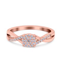 Rose Tone, Simulated Cubic Zirconia Size-10 Infinity Wedding Band Engagement Ring 925 Sterling Silver