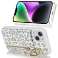 thumbnail image 3 of iPhone 13 Mini Case for Women with Card Holder,iPhone 13 Mini Phone Case Wallet with Strap,Crossbody Lanyard Cases with Credit Card Slots Kickstand and Stand Case Ring Holder,5.4" White Leopard, 3 of 13