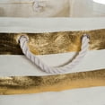 thumbnail image 3 of DII Durable Woven Striped Storage Bin with Rope Handles, Large Cube, 16x16x16", Gold, 3 of 5