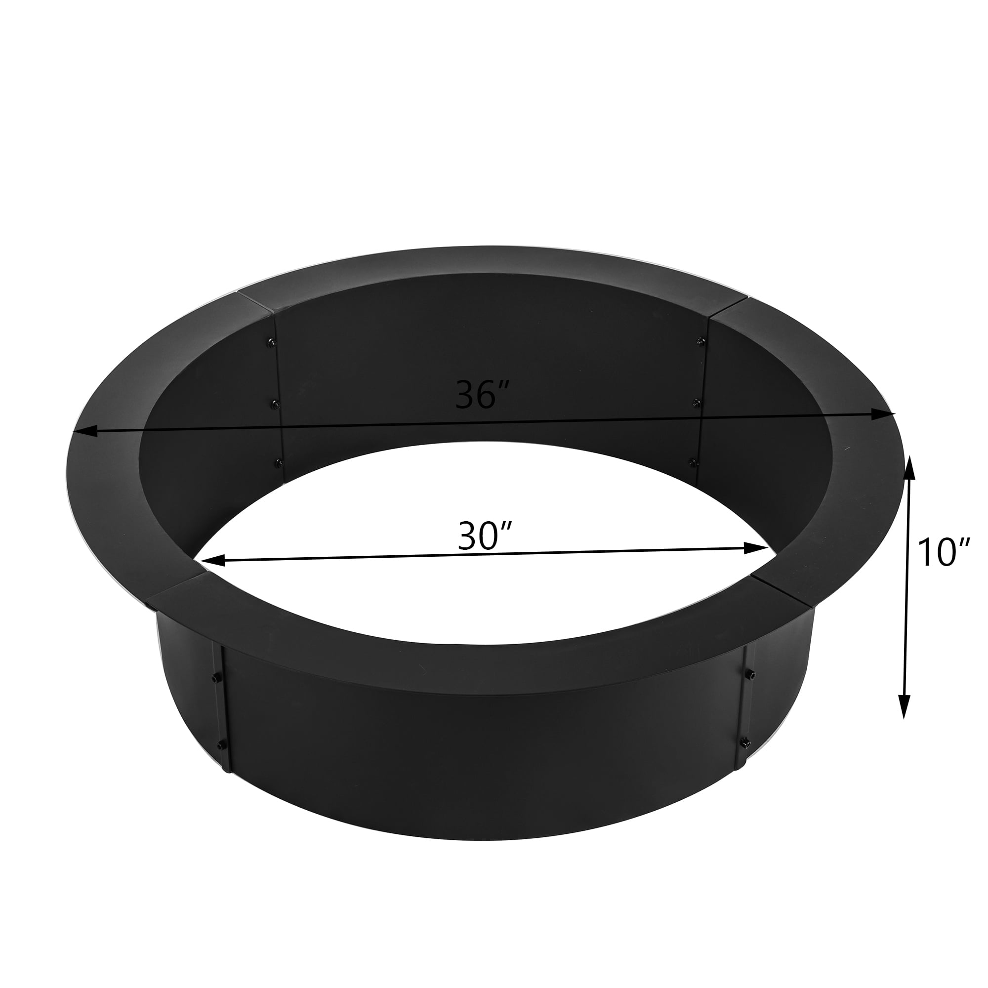 MistMo 36" Outdoor Fire Ring, Heavy-duty Round Wood Burning Fire Pit Insert for Outside Black