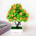 thumbnail image 3 of Artificial Potted Plant Home Office Hotel Plastic Tree Ornament Table Centerpiece Fake Potted Greenery, Orange, 3 of 7