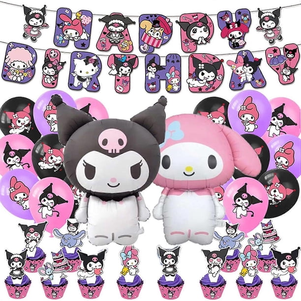 Kawaii Lovely Anime Cartoon Birthday Party Decoration,Anime Cosplay Party Supplies Kit Includes Happy Birthday Banner, Cupcake Topper