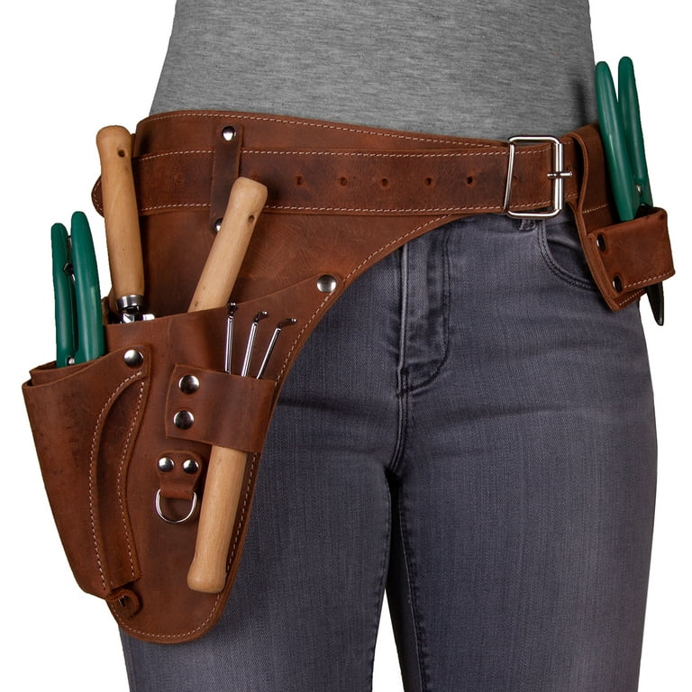 Garden Tool Belt Leather Tool Belt for women - Florist tool belt, gardeners  gifts for women. Tool Holster Adjustable Tool Pouch with pockets