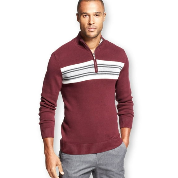 John Ashford Mens Chest Stripe Pullover Sweater, Red, Big & Tall, Big 2X