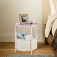 thumbnail image 4 of CERBIOR Round Side End Table, Modern Nightstand with Fabric Basket,Pink, 4 of 8